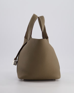 *RARE* Hermès Picotin Lock Bag 18cm in Etoupe Clemence Leather with Palladium Hardware