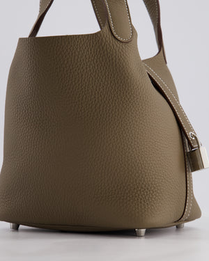 *RARE* Hermès Picotin Lock Bag 18cm in Etoupe Clemence Leather with Palladium Hardware