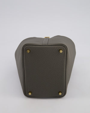 *HOT* Hermès Picotin Lock Bag 18cm in Gris Meyer Clemence Leather with Gold Hardware