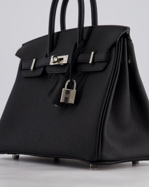 *RARE* Hermès Birkin 25 Retourne Bag in Noir Togo Leather with Palladium Hardware