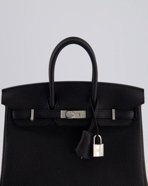 *RARE* Hermès Birkin 25 Retourne Bag in Noir Togo Leather with Palladium Hardware