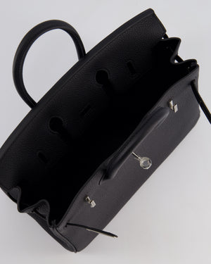 *RARE* Hermès Birkin 25 Retourne Bag in Noir Togo Leather with Palladium Hardware