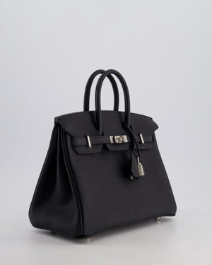 *RARE* Hermès Birkin 25 Retourne Bag in Noir Togo Leather with Palladium Hardware
