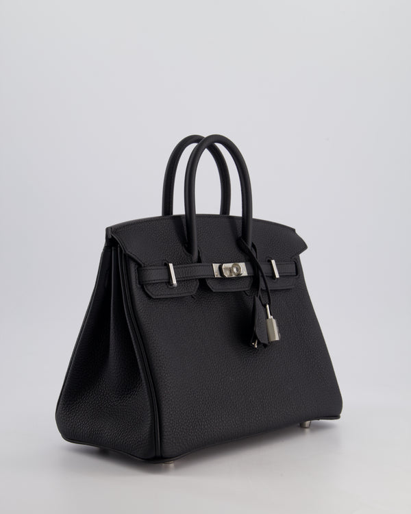*RARE* Hermès Birkin 25 Retourne Bag in Noir Togo Leather with Palladium Hardware