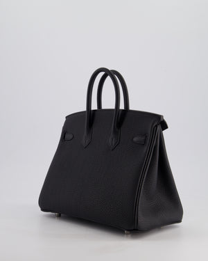 *RARE* Hermès Birkin 25 Retourne Bag in Noir Togo Leather with Palladium Hardware