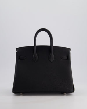 *RARE* Hermès Birkin 25 Retourne Bag in Noir Togo Leather with Palladium Hardware