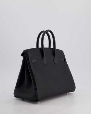 *RARE* Hermès Birkin 25 Retourne Bag in Noir Togo Leather with Palladium Hardware