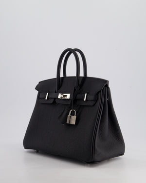 *RARE* Hermès Birkin 25 Retourne Bag in Noir Togo Leather with Palladium Hardware
