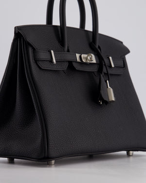 *RARE* Hermès Birkin 25 Retourne Bag in Noir Togo Leather with Palladium Hardware