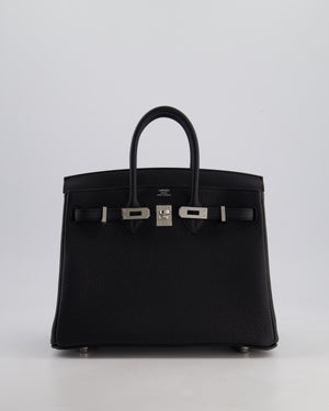 *RARE* Hermès Birkin 25 Retourne Bag in Noir Togo Leather with Palladium Hardware