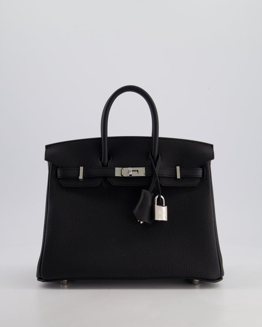 *RARE* Hermès Birkin 25 Retourne Bag in Noir Togo Leather with Palladium Hardware
