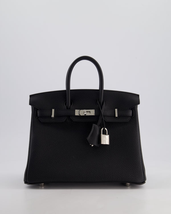 *RARE* Hermès Birkin 25 Retourne Bag in Noir Togo Leather with Palladium Hardware