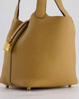 Hermès Picotin Lock Bag 18cm in Biscuit Clemence Leather with Gold Hardware
