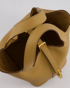 Hermès Picotin Lock Bag 18cm in Biscuit Clemence Leather with Gold Hardware