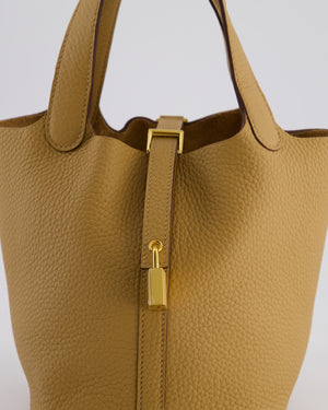 Hermès Picotin Lock Bag 18cm in Biscuit Clemence Leather with Gold Hardware