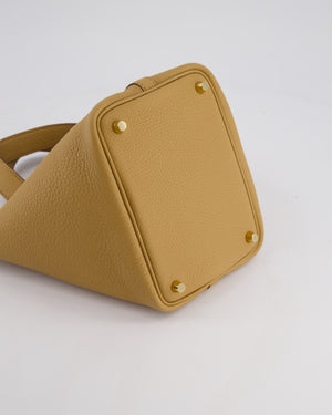 Hermès Picotin Lock Bag 18cm in Biscuit Clemence Leather with Gold Hardware