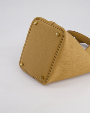 Hermès Picotin Lock Bag 18cm in Biscuit Clemence Leather with Gold Hardware