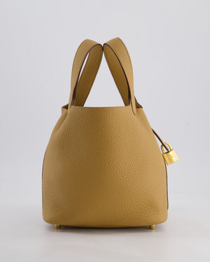 Hermès Picotin Lock Bag 18cm in Biscuit Clemence Leather with Gold Hardware