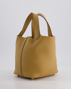 Hermès Picotin Lock Bag 18cm in Biscuit Clemence Leather with Gold Hardware