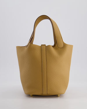 Hermès Picotin Lock Bag 18cm in Biscuit Clemence Leather with Gold Hardware