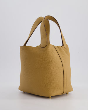 Hermès Picotin Lock Bag 18cm in Biscuit Clemence Leather with Gold Hardware
