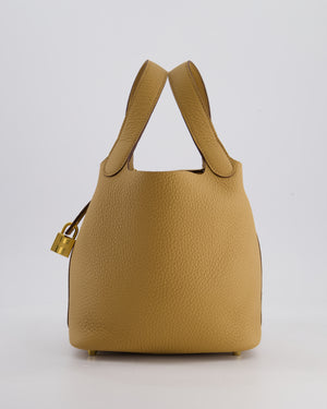 Hermès Picotin Lock Bag 18cm in Biscuit Clemence Leather with Gold Hardware