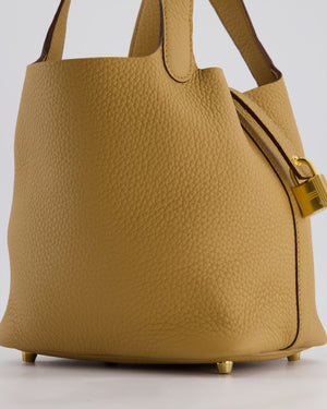 Hermès Picotin Lock Bag 18cm in Biscuit Clemence Leather with Gold Hardware