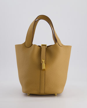 Hermès Picotin Lock Bag 18cm in Biscuit Clemence Leather with Gold Hardware