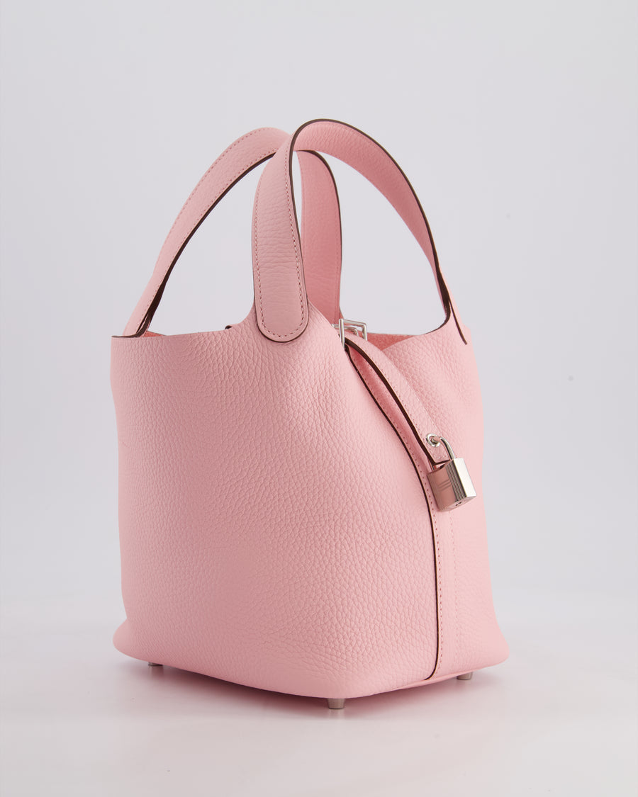 *SUPER HOT* Hermès Picotin Lock Bag 18cm in Rose Sakura Clemence Leather with Palladium Hardware