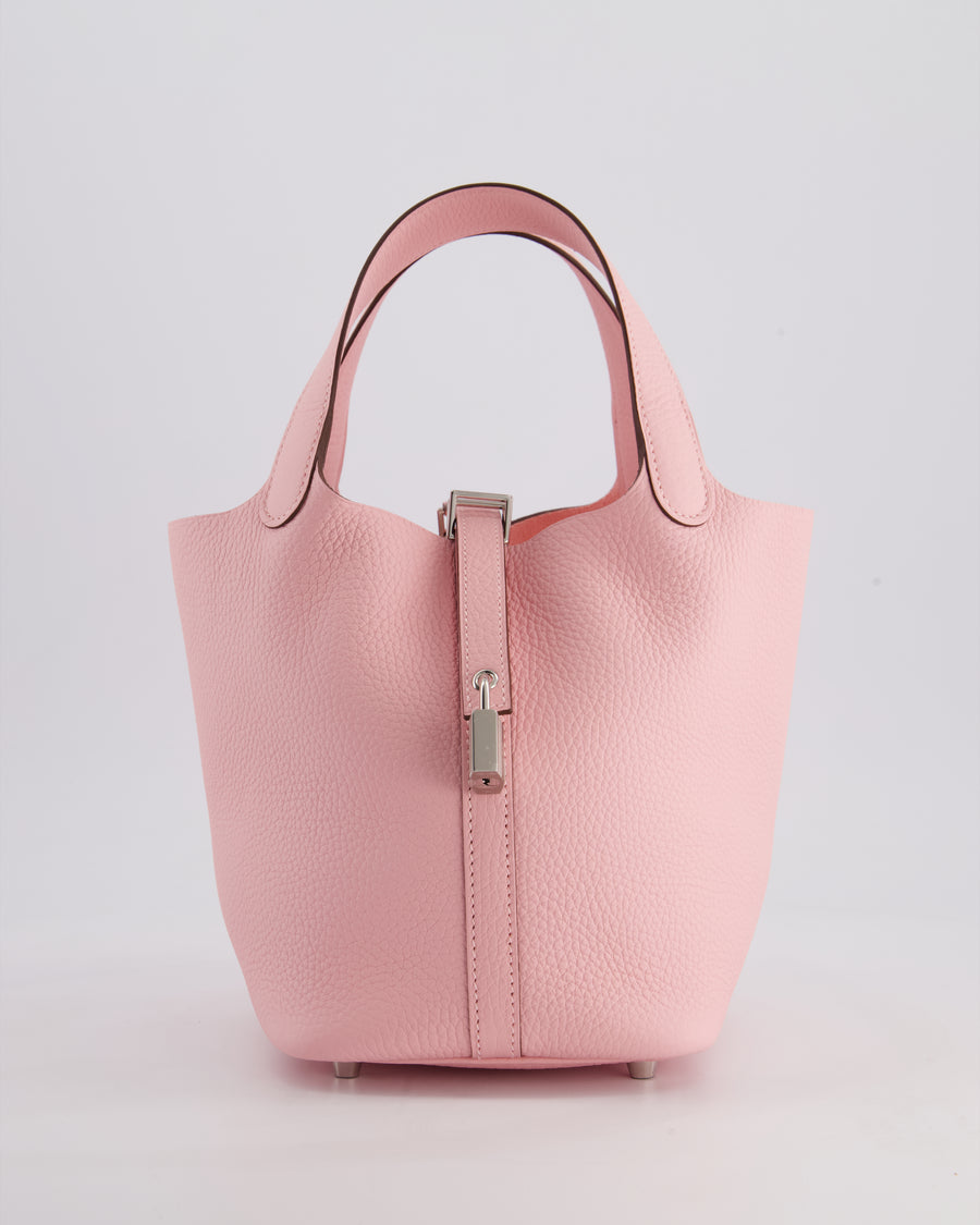 *SUPER HOT* Hermès Picotin Lock Bag 18cm in Rose Sakura Clemence Leather with Palladium Hardware