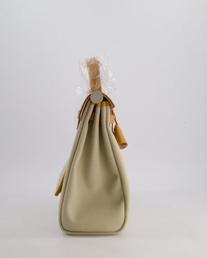 Hermès Herbag 31 Zip Bag in Beton Toile Officier Canvas, Naturel Sable Vache Hunter Leather with Palladium Hardware