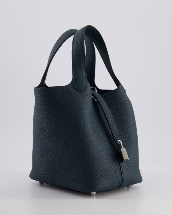 Hermès Picotin Lock Bag 18cm in Vert Cypres Clemence Leather with Palladium Hardware