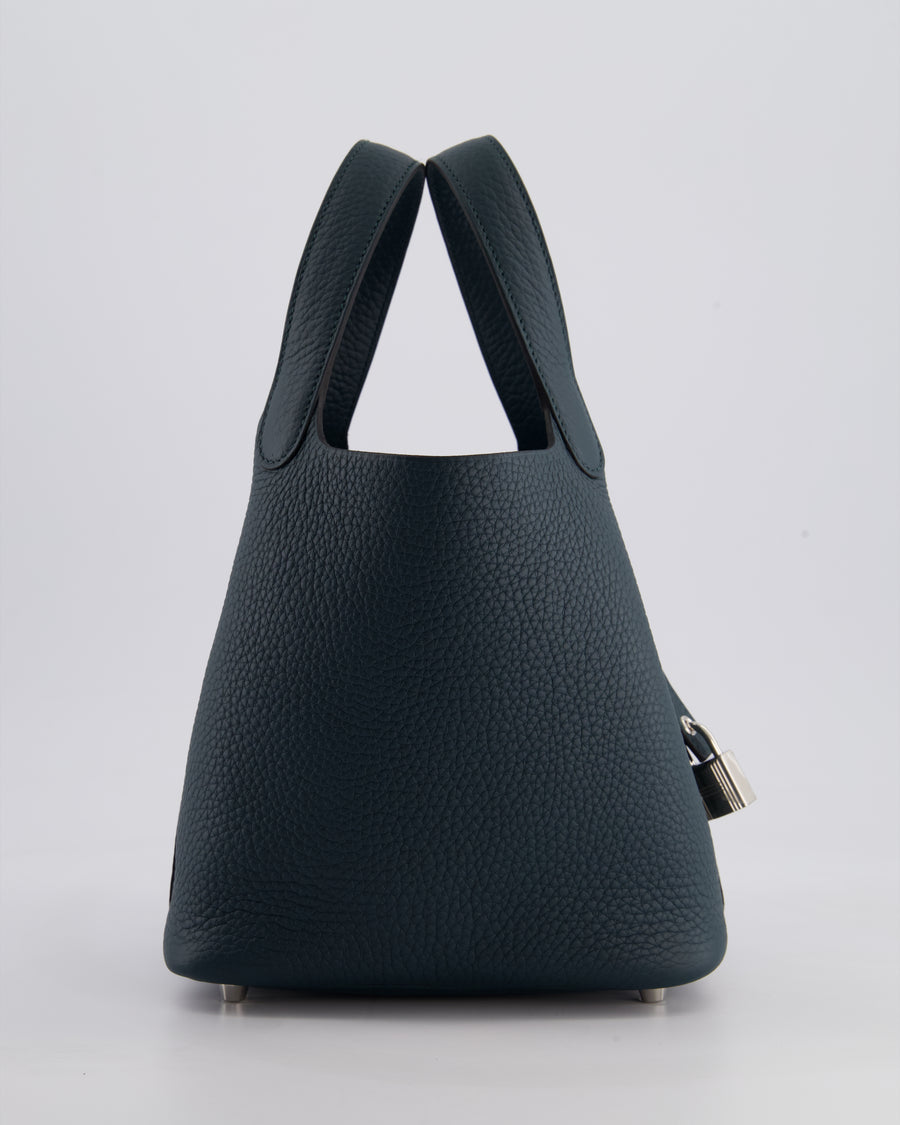 Hermès Picotin Lock Bag 18cm in Vert Cypres Clemence Leather with Palladium Hardware