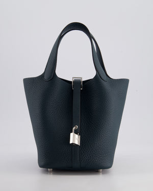 Hermès Picotin Lock Bag 18cm in Vert Cypres Clemence Leather with Palladium Hardware