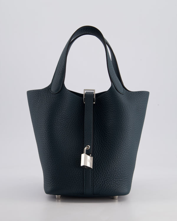 Hermès Picotin Lock Bag 18cm in Vert Cypres Clemence Leather with Palladium Hardware