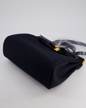 *ULTRA RARE* Hermès Herbag 31 Zip Bag in Bleu Indigo Denim Toile Militaire Canvas, Bleu Indigo Vache Hunter Leather with Gold Hardware