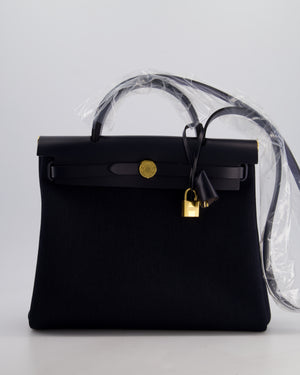 *ULTRA RARE* Hermès Herbag 31 Zip Bag in Bleu Indigo Denim Toile Militaire Canvas, Bleu Indigo Vache Hunter Leather with Gold Hardware