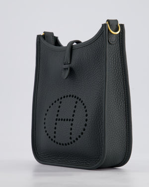 *HOT COLOUR* Hermès Mini Evelyne 16 Bag in Vert Mangrove Clemence Leather with Permabrass Hardware
