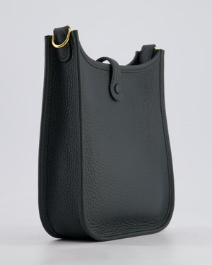 *HOT COLOUR* Hermès Mini Evelyne 16 Bag in Vert Mangrove Clemence Leather with Permabrass Hardware