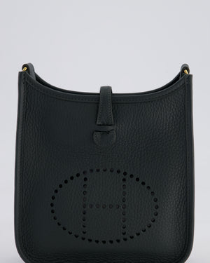 *HOT COLOUR* Hermès Mini Evelyne 16 Bag in Vert Mangrove Clemence Leather with Permabrass Hardware