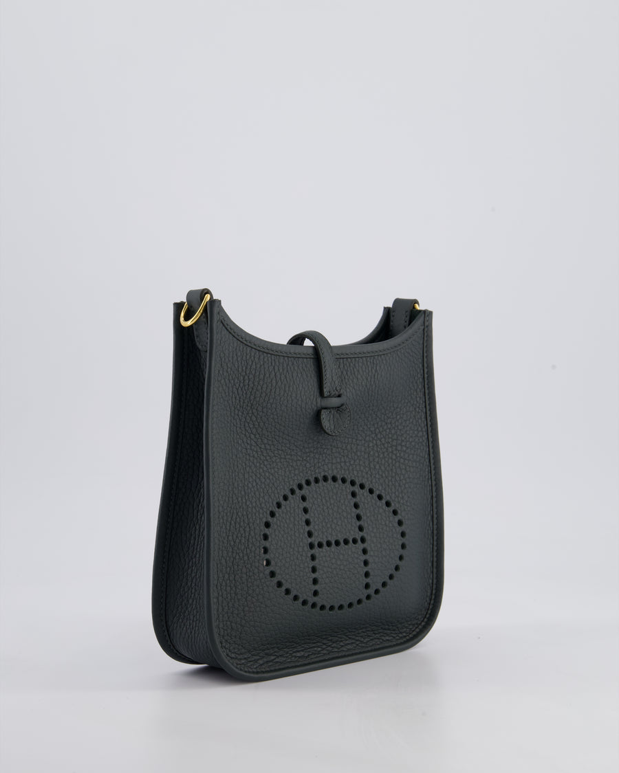 *HOT COLOUR* Hermès Mini Evelyne 16 Bag in Vert Mangrove Clemence Leather with Permabrass Hardware
