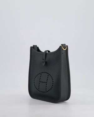 *HOT COLOUR* Hermès Mini Evelyne 16 Bag in Vert Mangrove Clemence Leather with Permabrass Hardware