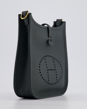 *HOT COLOUR* Hermès Mini Evelyne 16 Bag in Vert Mangrove Clemence Leather with Permabrass Hardware