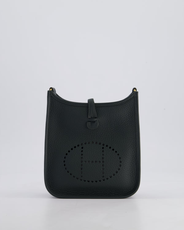 *HOT COLOUR* Hermès Mini Evelyne 16 Bag in Vert Mangrove Clemence Leather with Permabrass Hardware