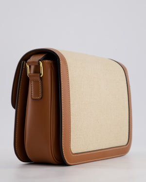 Celine Brown Canvas and Leather Triomphe Shoulder Bag with Gold Hardware