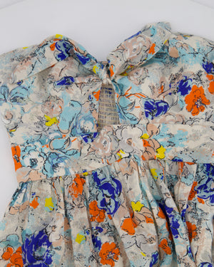 Zimmermann Blue Floral Bandeau Cut-Out Midi Dress with Blow Detail Size 0 (UK 8)
