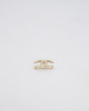 Chanel 16B Champagne Gold CC Textured Brooch