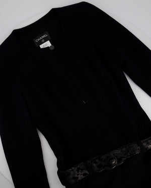 Chanel 09A Black Wool Short Dress with Crystal CC Buttons & CC Belt Details Size FR 34 (UK 6) RRP £3120