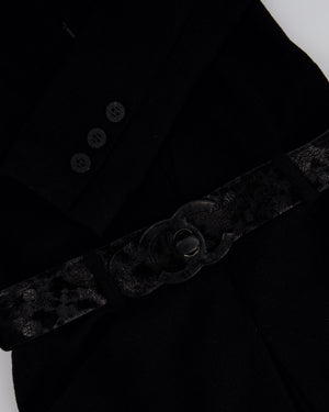 Chanel 09A Black Wool Short Dress with Crystal CC Buttons & CC Belt Details Size FR 34 (UK 6) RRP £3120