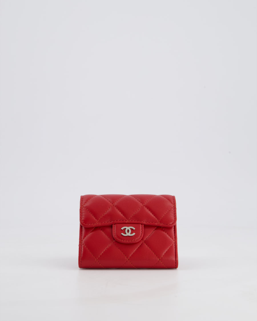 Chanel Red Extra Small Wallet on Chain in Lambskin Leather with Silver Hardware